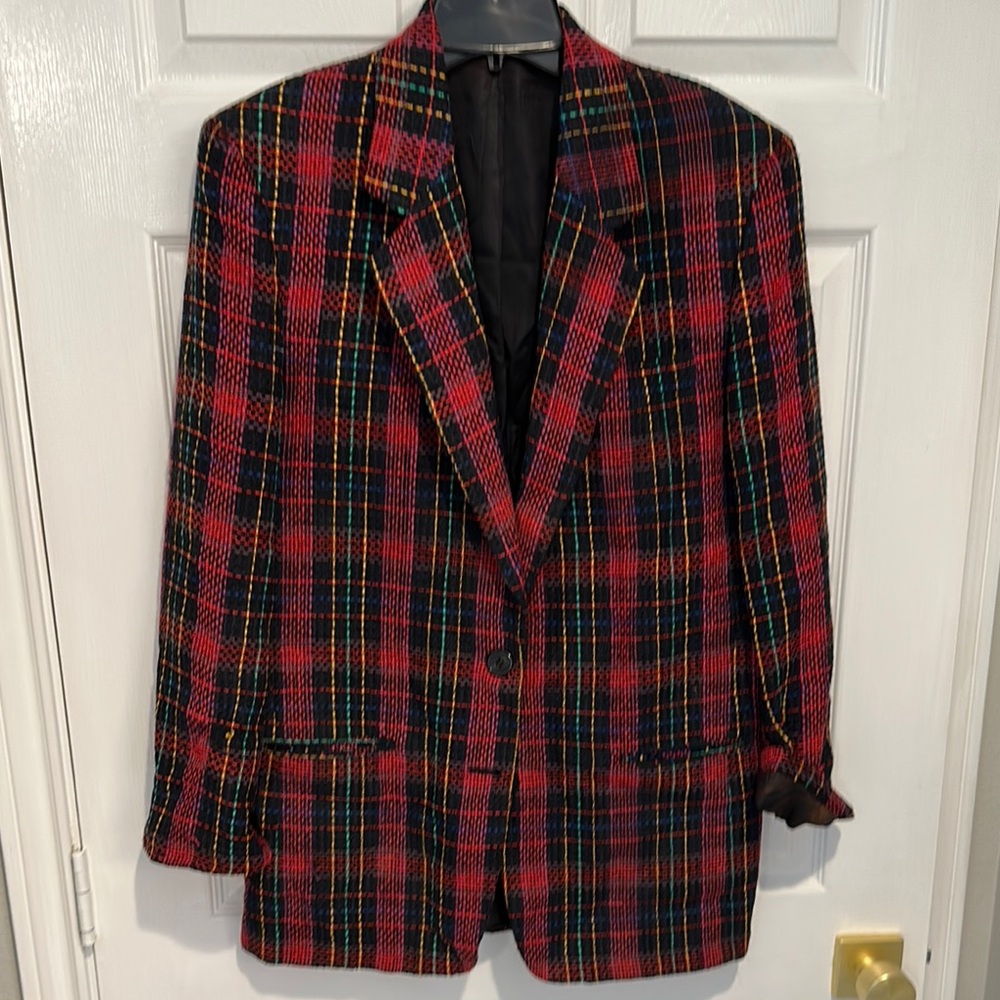 Plaid Women's Blazer - Red and Black